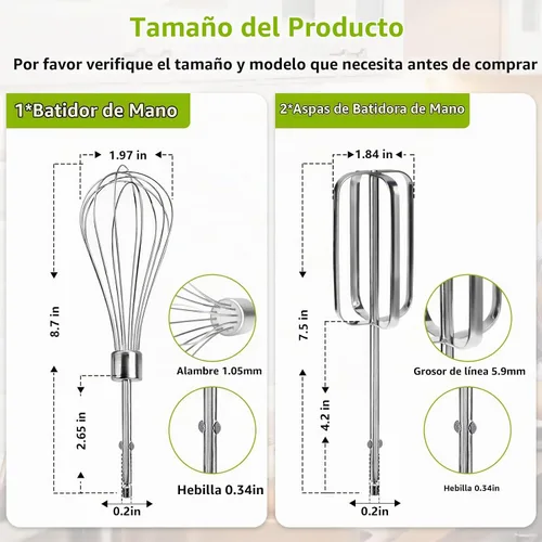 Vista 7 de Batidoras de mano batidoras de repuesto con batidoras de mano batidor para batidoras de mano Hamilton Beach 62682RZ 62692 62695V 64699 batidor