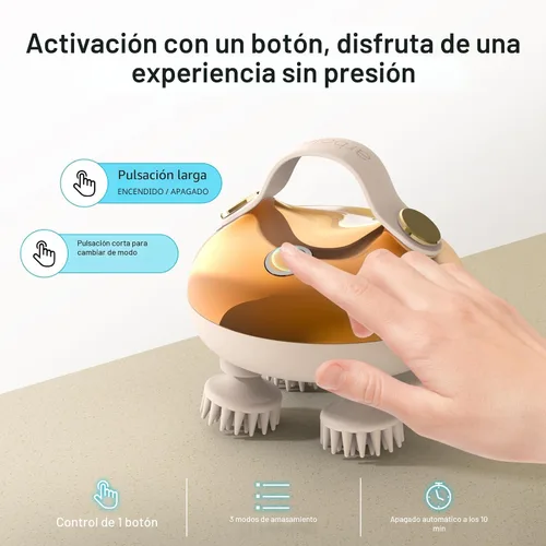 Vista 7 de arboleaf Masajeador Eléctrico para el Cuero Cabelludo, Masajeador de Cabeza, Alivio del Estrés del Cuero Cabelludo, 5 en 1 Amasado, 128 Nodos