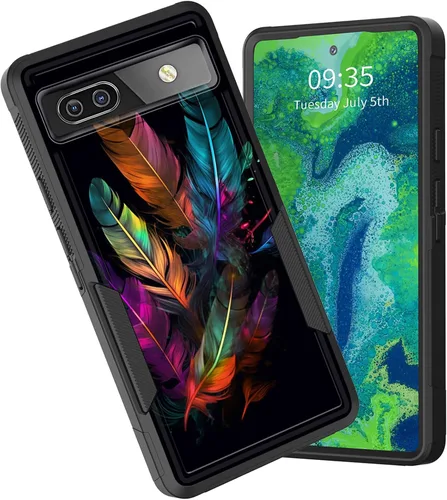 Vista 54 de Funda para Pixel 6A, funda protectora híbrida de doble capa resistente a prueba de golpes de policarbonato duro de silicona suave TPU para Google