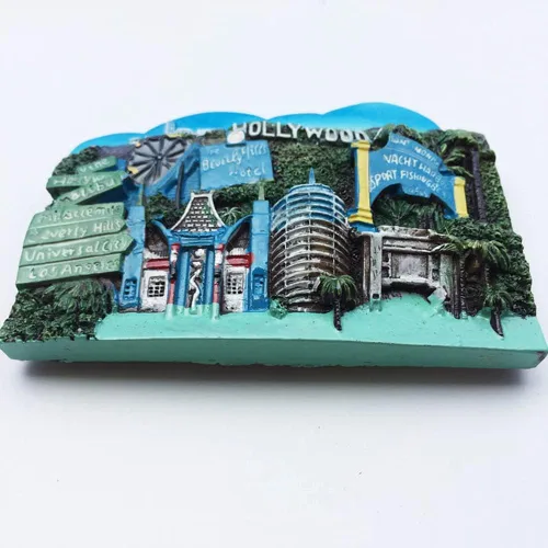 Vista 2 de 3D Hollywood California USA Refrigerador Imán de nevera Recuerdos Turísticos Hecho a mano Resina Artesanía Pegatinas Magnéticas Decoración Hogar