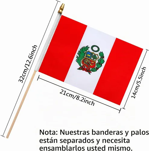 Vista 2 de TSMD Mini banderas de mano con bandera peruana, 5 x 8 pulgadas, paquete de 12