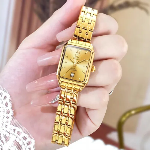 Vista 8 de OLEVS Square Watches for Women Dress Analog Small Female Watch Stainless Steel Waterproof Luminous Two Tone Fashion Set Watch for Lady