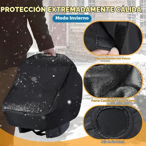 Vista 2 de Cubierta de invierno para asiento de bebé con ventana transparente, cubierta universal para asiento de coche con ventana con cremallera y Negro