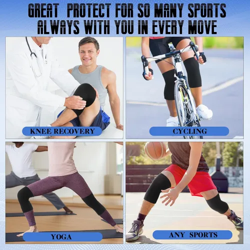 Vista 6 de Geyoga 4 pares de calentadores de rodilla para mujeres y hombres, calentadores de piernas transpirables, rodillera, almohadilla de compresión