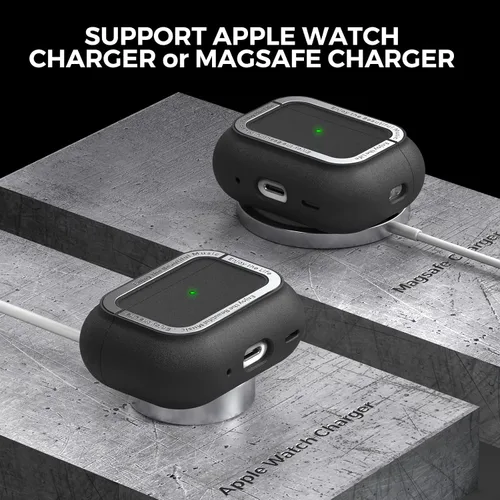 Vista 4 de TRONWIN Funda protectora de TPU Airpods Pro 2 con correa de mano y mosquetón para Airpods Pro 2 [LED frontal visible]