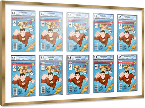 Vista 12 de Poster Palooza Marco de cómics con paspartú para 1 cómic de grado CGC, CBCS o PGX, marco de cómic de bronce para cómic de 8.125 x 13 pulgadas
