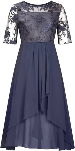 Vista 2 de lcyhony Elegante vestido de fiesta de noche con cuello en V y manga larga para mujer, vestido de dama de honor, vestido fruncido suelto con capas