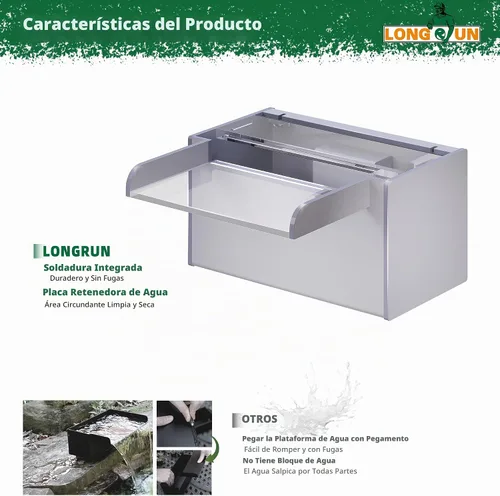 Vista 4 de Longrun Caja de Cascada de Estanque con Kit de Bomba, Vertedero de Cascada de Estanque de Acrílico Transparente con Bomba de 396 GPH 1500L/H
