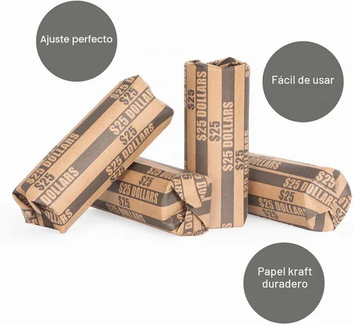 Vista 5 de Sumerfnt Rollos de Envoltorios para Monedas de Dólar, Solo Dólares, Rollos de Dólar Planos 110 Piezas