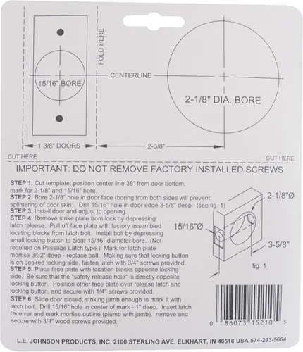 Vista 3 de Johnson Hardware Cerradura de puerta de bolsillo de privacidad de níquel satinado - 1 unidad