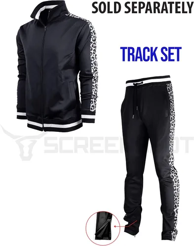 Vista 5 de SCREENSHOT Print TIE DYE Men Premium Streetwear Urban Track Pants - Modern Fit P11004-negro/leopardo