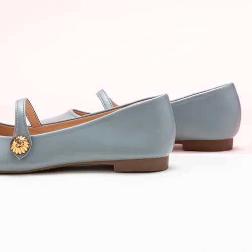 Vista 3 de C.Paravano Mary Jane Zapatos para mujer Zapatos planos de punta cuadrada para mujer Mary Jane Flats Zapatos planos para mujer (talla 7, azul_d)