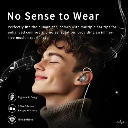 Vista 5 de DUNU Titan X IEMs - Auriculares para juegos, monitor intrauditivo de controlador dinámico de 0.394 pulgadas, auriculares IEM con cable de alta