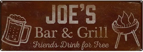 Vista 81 de Adam's Bar and Grill Friends Drink for Free, cartel de aluminio de 5.75 x 15.5 pulgadas, accesorios personalizados para bar y decoración de pared