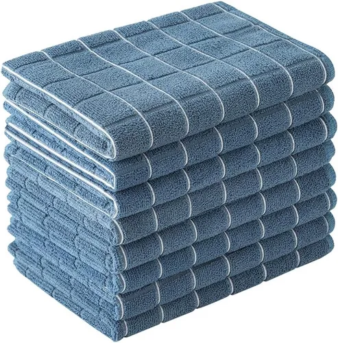 Vista 12 de Toallas de cocina de microfibra, suaves, superabsorbentes y sin pelusas, paquete de 8 (colores negros con diseño de enrejado), 26 x 18 pulgadas