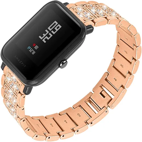 Vista 8 de Correa de metal de acero inoxidable para mujer, compatible con Amazfit GTS 3GTS 2 2eGTR 1.654inBip U proBip Lite