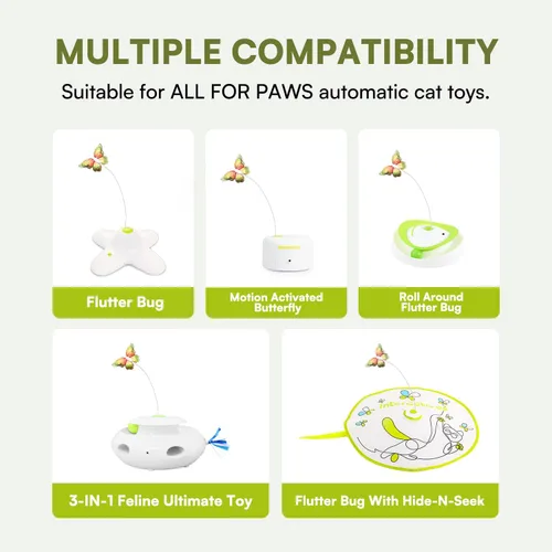 Vista 2 de ALL FOR PAWS Repuestos de mariposa para juguetes automáticos de gatos, mariposa aleteante realista, material de tela mejorado para un juego