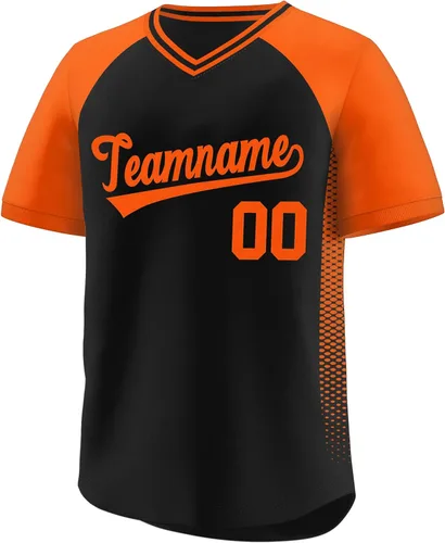 Vista 19 de Camiseta de béisbol personalizada con cuello en V para hombres, mujeres y jóvenes, camisetas de béisbol personalizadas con costuras o estampadas