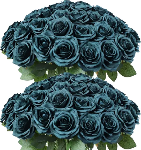 Vista 51 de LVEFIT 12 rosas artificiales de seda con tallo largo para bodas, despedidas de soltera, fiestas, decoración del hogar Blush