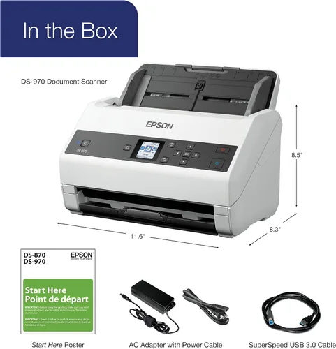 Vista 10 de Epson Workforce DS-970 Sheetfed Scanner - 600 dpi Óptico, Color blanco