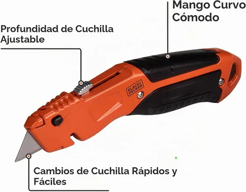 Vista 2 de BLACK+DECKER Cuchillo utilitario, retráctil, hoja de cambio rápido, paquete de 2 (BDHT1039495APB)