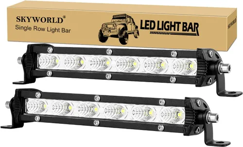 Vista 11 de SKYWORLD 2 X 4 Pulgadas 15W Barra de Luz LED de Una Sola Fila de Bajo Perfil Ultra Delgada, Mini Foco, Luces de Conducción Todoterreno, Luces LED