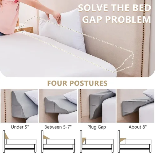 Vista 5 de Almohada de cuña de cama para espacio de cabecero, relleno de espacio de cama de 0 a 6 pulgadas, tamaño individual de 40 x 6 x 10 pulgadas