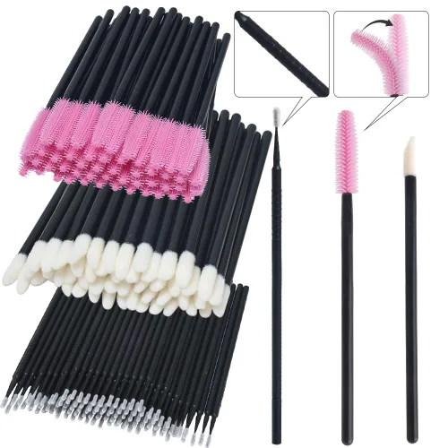 Vista 10 de Kit de suministros para extensión de pestañas de 300 piezas, cepillos desechables para pestañas, micro hisopos, varitas para máscara, cepillos