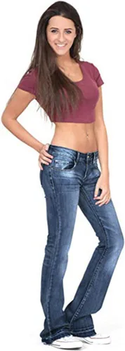 Vista 2 de Andongnywell - Pantalones vaqueros elásticos de cintura media para mujer con pierna ancha acampanada