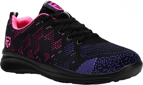 Vista 6 de LARNMERN - Zapatos con punta de acero para hombres y mujeres, ligeros, a prueba de pinchazos y transpirables, tenis