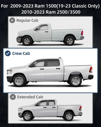Vista 3 de KYBOLT Estribos compatibles con Dodge Ram 1500 Crew Cab 2009-2024 (solo clásico 2019-2024), 2010-2024 Ram 2500/3500 barras laterales Nerf barras