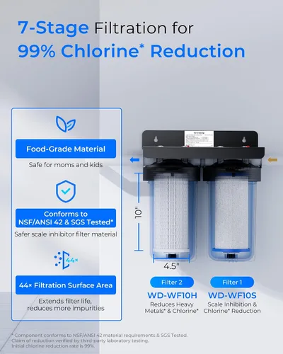Vista 3 de Waterdrop Filtro de Agua para Toda la Casa, Filtro de Sedimentos Anti-Incrustaciones y de Metales Pesados, Repuesto para GE® FXHTC, GXWH40L