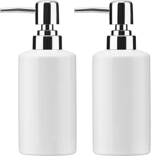 Vista 8 de Dispensador de jabón FE, dispensador de jabón líquido de cerámica de 300 ml/10 oz, dispensador de jabón recargable para cocina, baño y lavadero
