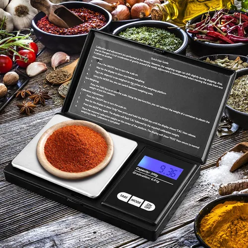 Vista 2 de Báscula digital de gramos, 7.05 oz x 0.00 oz, báscula de bolsillo con pantalla LCD, báscula de cocina portátil para alimentos, joyas, oro, plata