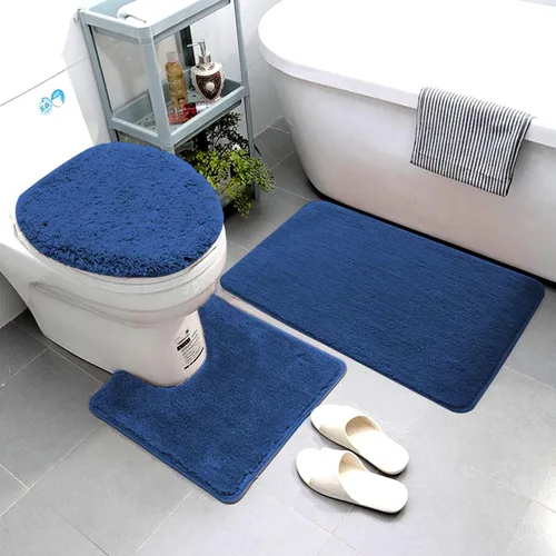 Vista 7 de Luxury Home Goods Juego de 3 alfombras de baño de microfibra súper suave, incluye alfombra de baño, alfombra de contorno y cubierta para tapa