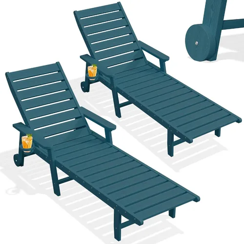 Vista 16 de PLUUV Tumbona de piscina al aire libre con soporte para tazas, azul Aruba Azul (Aruba Blue)