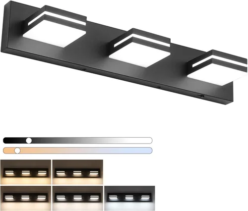 Vista 9 de SineRise - Lámparas LED modernas para tocador de baño (4 luces, 30 pulgadas) (5CCT, regulables), lámparas modernas de pared para baño de acrílico