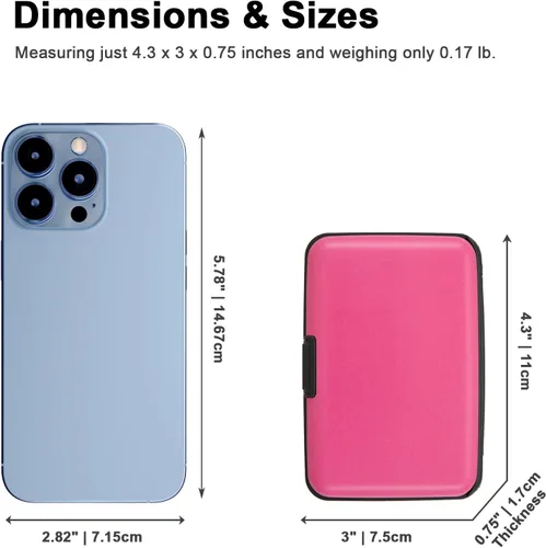 Vista 60 de Soporte para tarjetas de crédito, cartera metálica con bloqueo RFID para tarjetas de identificación para mujeres y hombres, funda rígida de aluminio