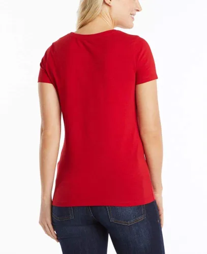 Vista 2 de Nautica Camiseta de algodón elástico súper suave con cuello en V para mujer