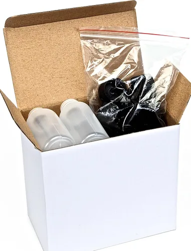 Vista 4 de Vivaplex - Botellas de plástico transparente de 2 onzas con tapas abatibles negras, paquete de 12