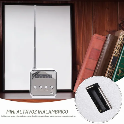 Vista 4 de Mini música portátil digital MP3/4 reproductor micro SD/TF USB disco altavoz FM Radio (plata)