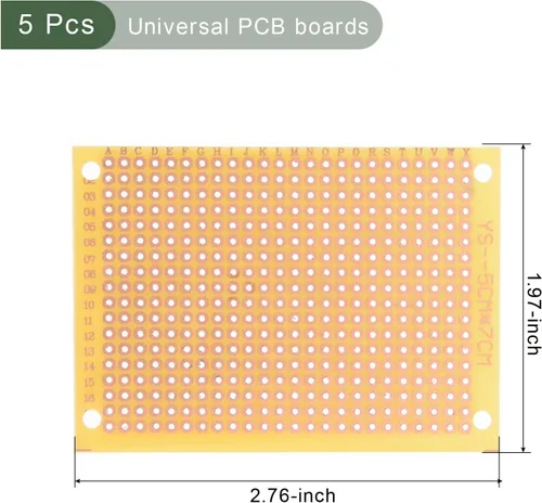 Vista 2 de YOKIVE 5 placas de circuito impresas universales de una sola cara, placa de cobre chapada en PCB FR-4, buena para proyectos electrónicos