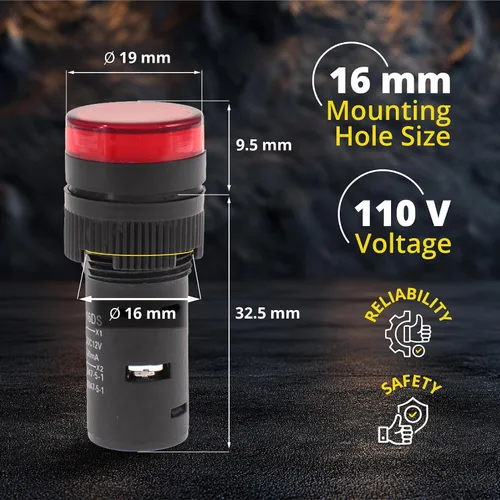 Vista 3 de Luces indicadoras LED industriales de 20 mA de 0.630 in x 2.5 pulgadas, ahorro de energía, 3 bombillas verdes y 3 rojas para equipos industriales