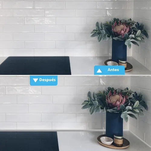 Vista 5 de Art3d Moldura de vinilo flexible de 30 pies para despegar y pegar para bordes de azulejos de pared, salpicaduras de cocina, marco de espejo en Blanco