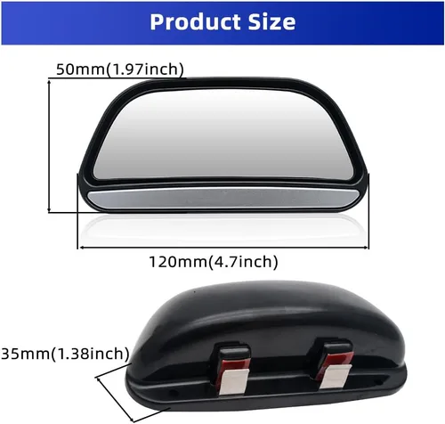 Vista 7 de Espejo de punto ciego, paquete de 2 unidades, espejo lateral para automóvil, punto ciego, ajustable, auxiliar, gran angular, espejo retrovisor