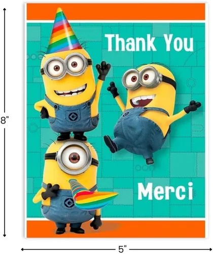 Vista 2 de Unique Tarjetas de agradecimiento de Despicable Me - 5.5 x 4 pulgadas, 8 unidades (paquete de 3)
