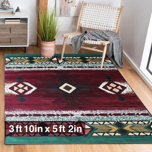 Vista 67 de YHSF South West - alfombra estilo nativo americano del suroeste C318 - fácil de limpiar, gruesa, suave, duradera, alfombra inspirada en tribus