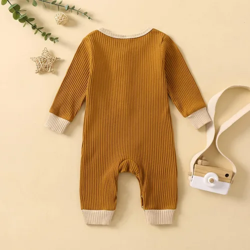 Vista 3 de LEBOLONG Enterizo unisex para bebés y niñas, con botones, liso, de una pieza, para bebés y niñas, ropa