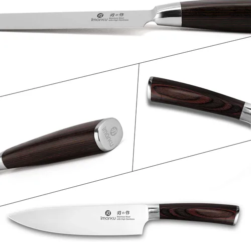 Vista 8 de Imarku cuchillo de chef de 25,40 cm, cuchillo de cocina de acero alemán rico en carbono con mango ergonométrico