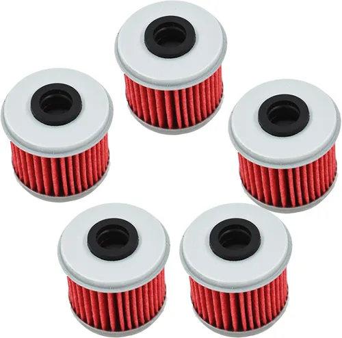 Vista 3 de waltyotur 5 filtros de aceite de motocicleta de repuesto para Honda CRF150R CRF150RB CRF 150 250 450 CRF250R CRF250X CRF450R CRF450X TRX450R rojo